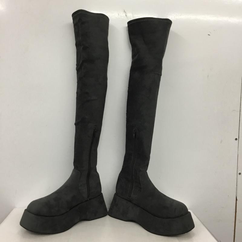 エモダ EMODA ブーツ ロングブーツ フィットロングブーツ ニーハイブーツ 厚底 L 無地 灰 / グレー / gray レディース USED 古着 中古 10162002