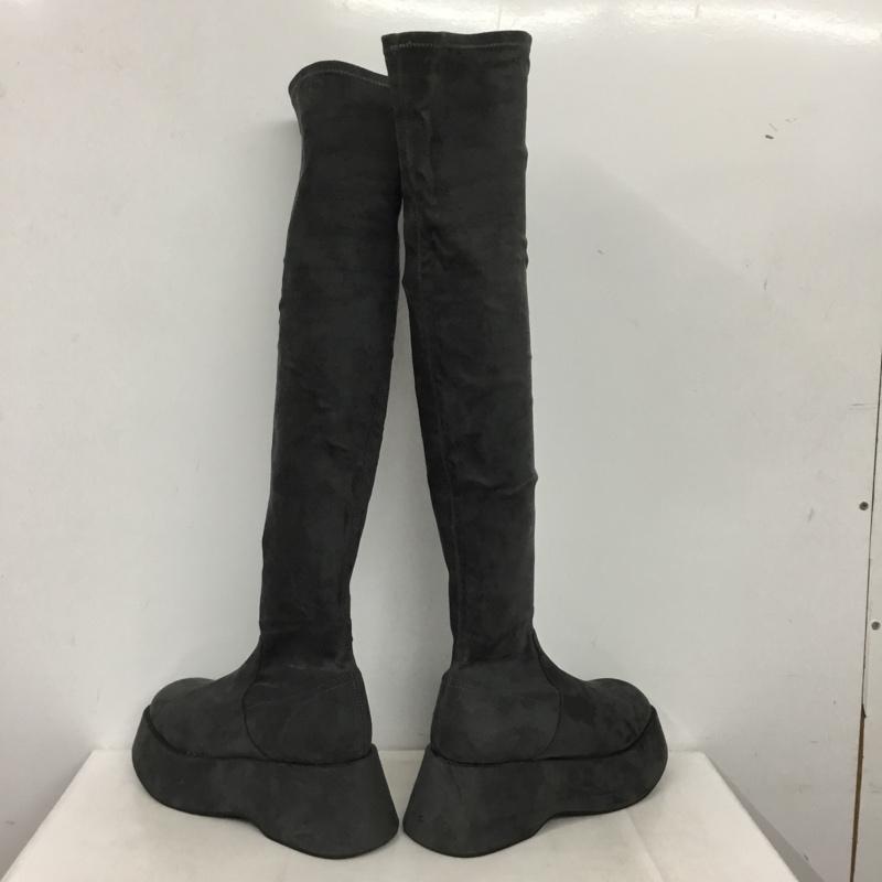 エモダ EMODA ブーツ ロングブーツ フィットロングブーツ ニーハイブーツ 厚底 L 無地 灰 / グレー / gray レディース USED 古着 中古 10162002