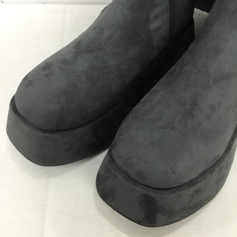 エモダ EMODA ブーツ ロングブーツ フィットロングブーツ ニーハイブーツ 厚底 L 無地 灰 / グレー / gray レディース USED 古着 中古 10162002