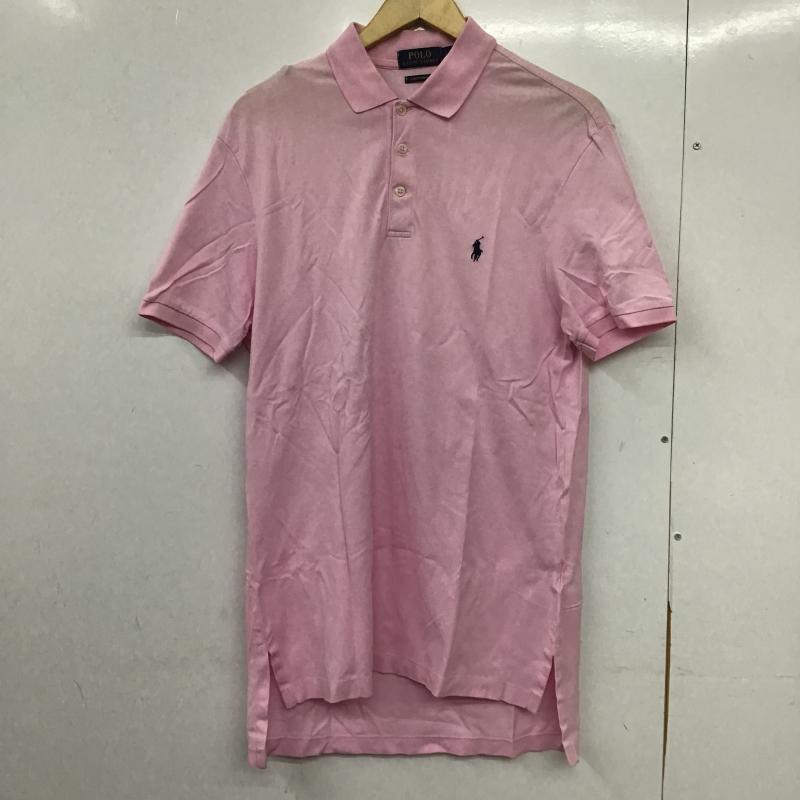 ポロラルフローレン POLO RALPH LAUREN ポロシャツ 半袖 半袖ポロシャツ カラーシャツ 半袖カットソー M ロゴ、文字 桃 / ピンク / pink メンズ USED 古着 中古 10162015