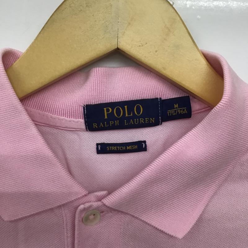 ポロラルフローレン POLO RALPH LAUREN ポロシャツ 半袖 半袖ポロシャツ カラーシャツ 半袖カットソー M ロゴ、文字 桃 / ピンク / pink メンズ USED 古着 中古 10162015