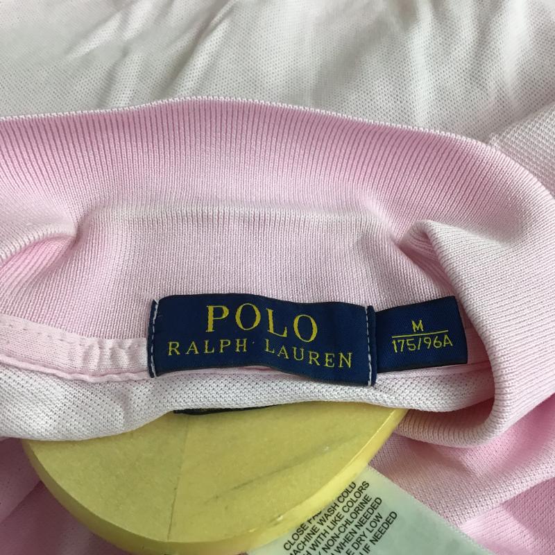 ポロラルフローレン POLO RALPH LAUREN ポロシャツ 半袖 半袖ポロシャツ カラーシャツ 半袖カットソー M ロゴ、文字 桃 / ピンク / pink メンズ USED 古着 中古 10162015