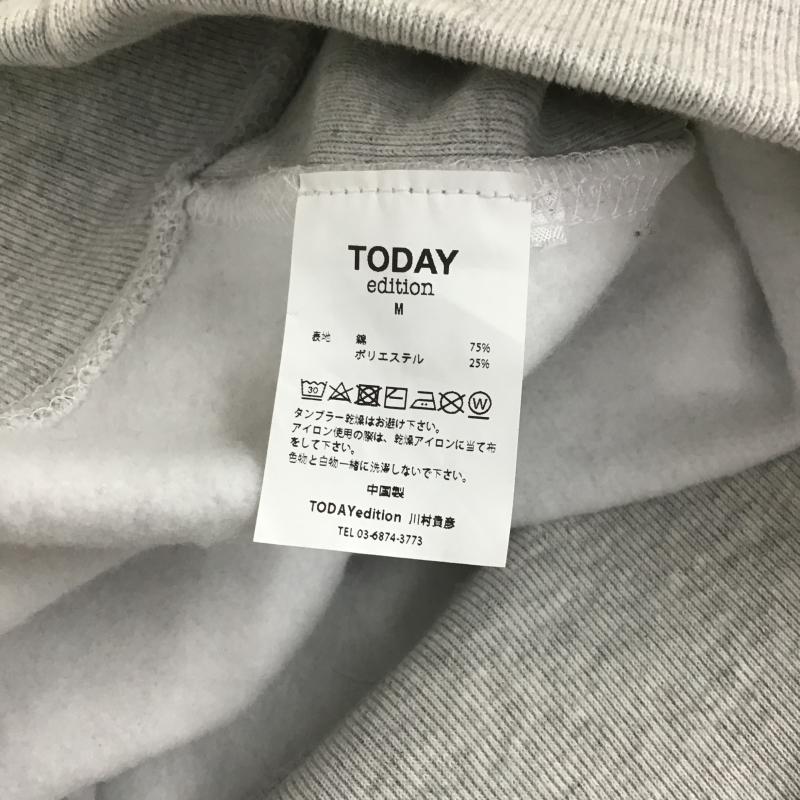 トゥデイエディション TODAY edition トレーナー 長袖 長袖トレーナー スウェット クルーネック プルオーバー M ロゴ、文字 灰 / グレー / gray メンズ USED 古着 中古 10162030