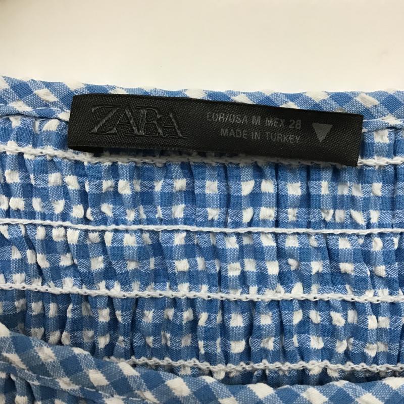 ザラ ZARA ワンピース ロングスカート M チェック 白 / ホワイト / white X 水色 / ライトブルー / レディース USED 古着 中古 10162049
