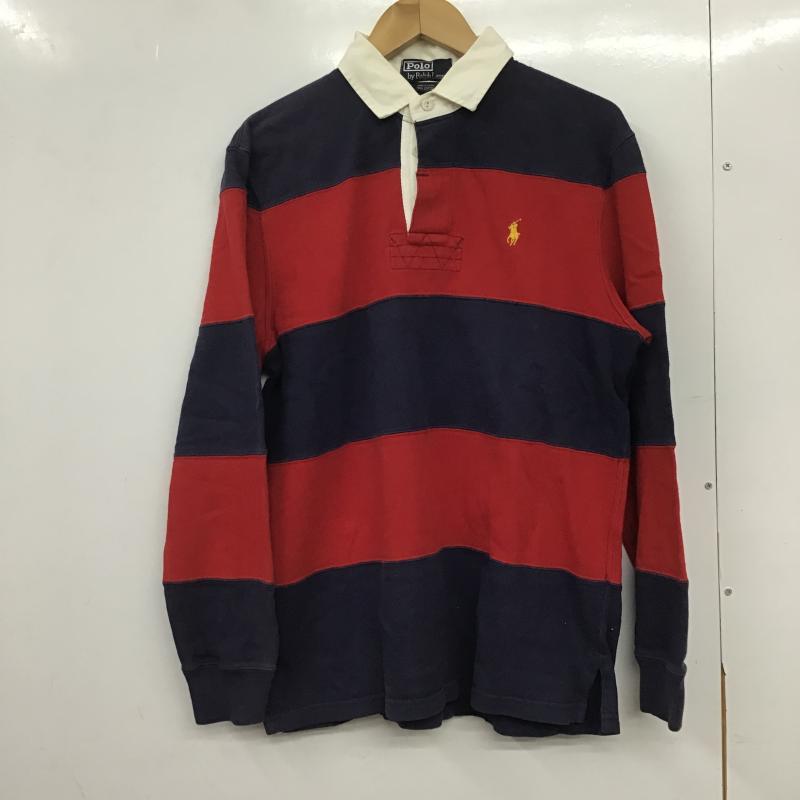 ポロバイラルフローレン Polo by RALPH LAUREN ポロシャツ 長袖 長袖ポロシャツ 長袖カットソー カラーシャツ M ボーダー柄 赤 / レッド / red X 紺 / ネイビー / navy メンズ USED 古着 中古 10162079