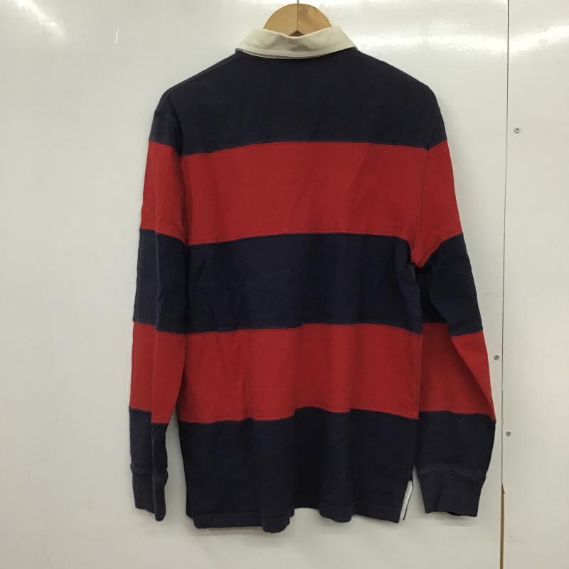 ポロバイラルフローレン Polo by RALPH LAUREN ポロシャツ 長袖 長袖ポロシャツ 長袖カットソー カラーシャツ M ボーダー柄 赤 / レッド / red X 紺 / ネイビー / navy メンズ USED 古着 中古 10162079