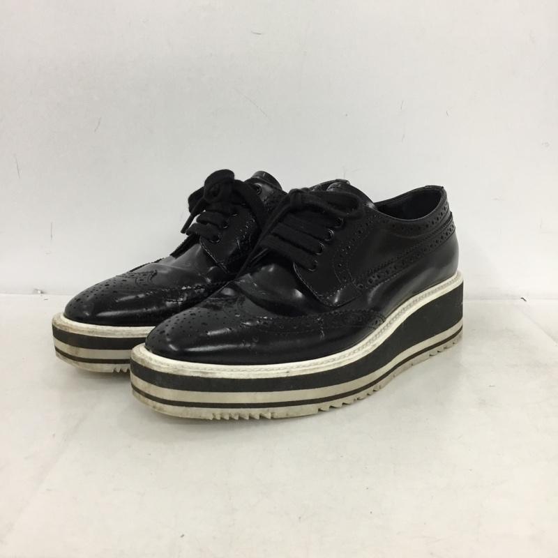プラダ PRADA ローファー ローファー 厚底 34 1/2 無地 黒 / ブラック / black レディース USED 古着 中古 10162095