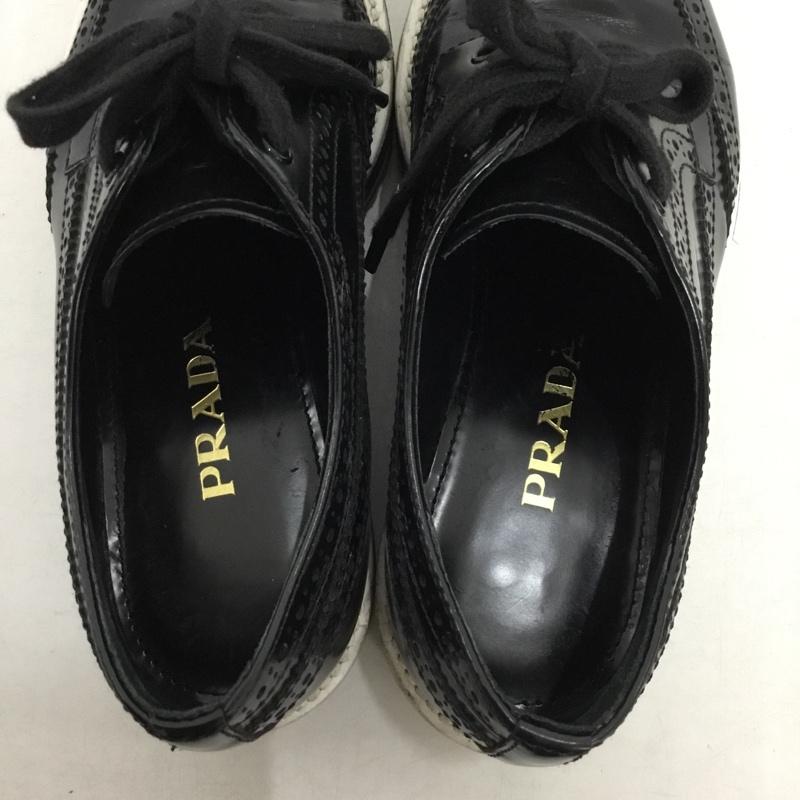 プラダ PRADA ローファー ローファー 厚底 34 1/2 無地 黒 / ブラック / black レディース USED 古着 中古 10162095