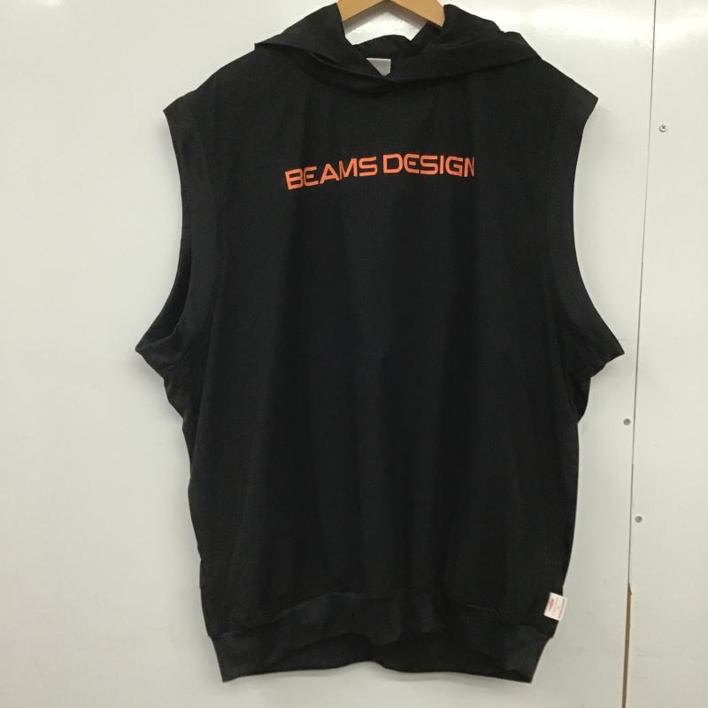 ビームス デザイン BEAMS DESIGN パーカー 半袖 ノースリーブパーカー プルオーバー L ロゴ、文字 黒 / ブラック / black メンズ USED 古着 中古 10162126