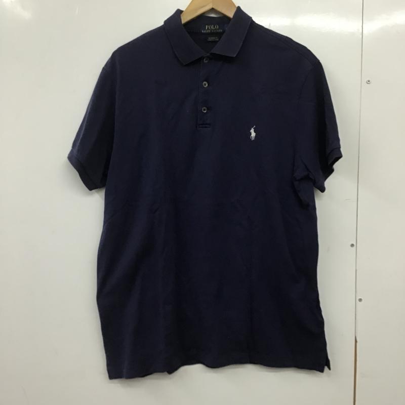 ポロラルフローレン POLO RALPH LAUREN ポロシャツ 半袖 半袖ポロシャツ カラーシャツ 半袖カットソー L ロゴ、文字 紺 / ネイビー / navy メンズ USED 古着 中古 10162147
