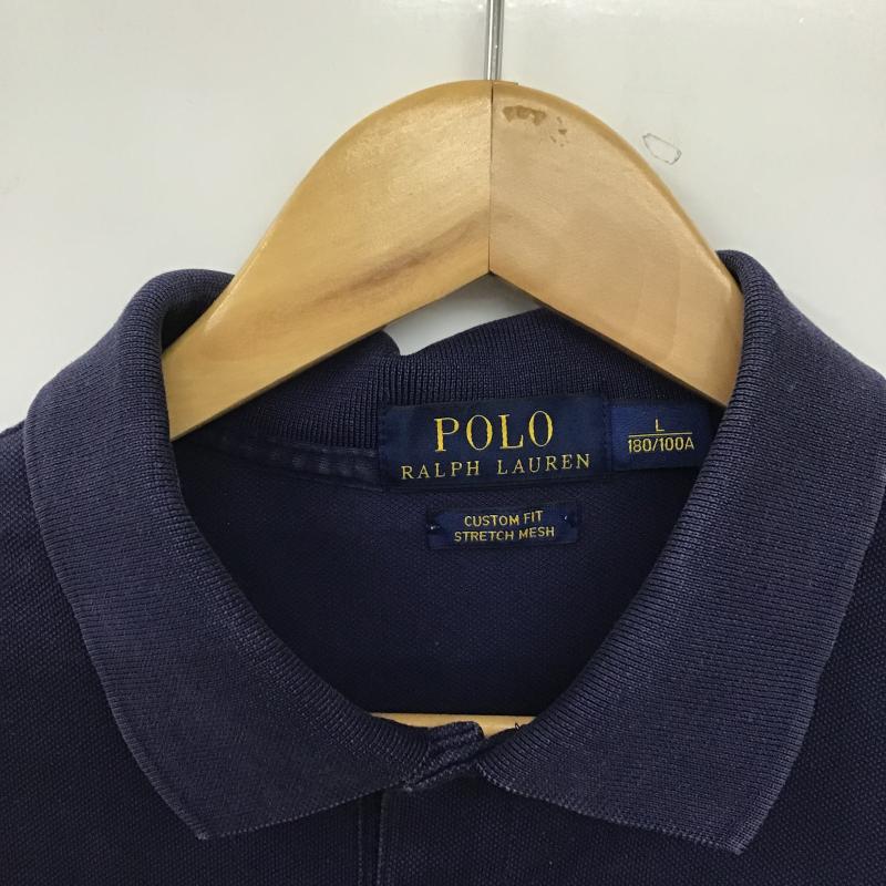 ポロラルフローレン POLO RALPH LAUREN ポロシャツ 半袖 半袖ポロシャツ カラーシャツ 半袖カットソー L ロゴ、文字 紺 / ネイビー / navy メンズ USED 古着 中古 10162147