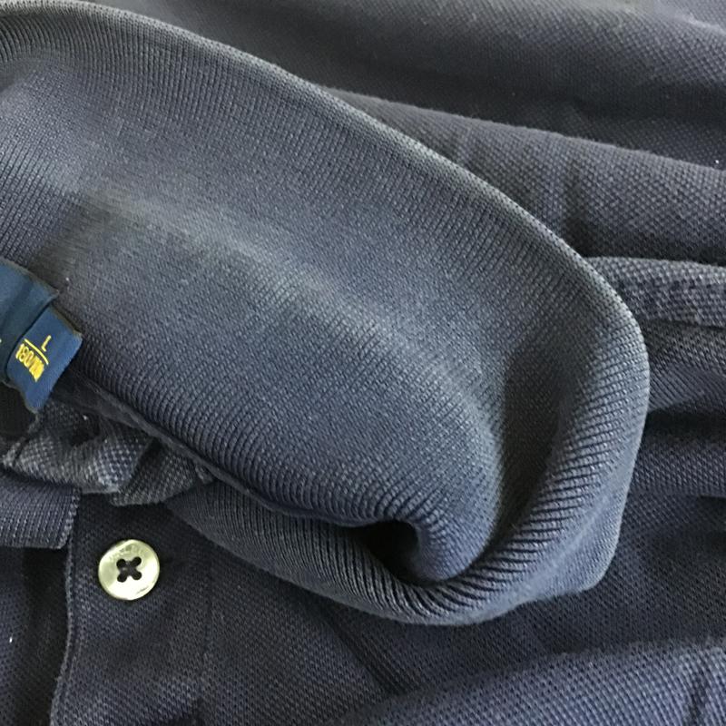 ポロラルフローレン POLO RALPH LAUREN ポロシャツ 半袖 半袖ポロシャツ カラーシャツ 半袖カットソー L ロゴ、文字 紺 / ネイビー / navy メンズ USED 古着 中古 10162147