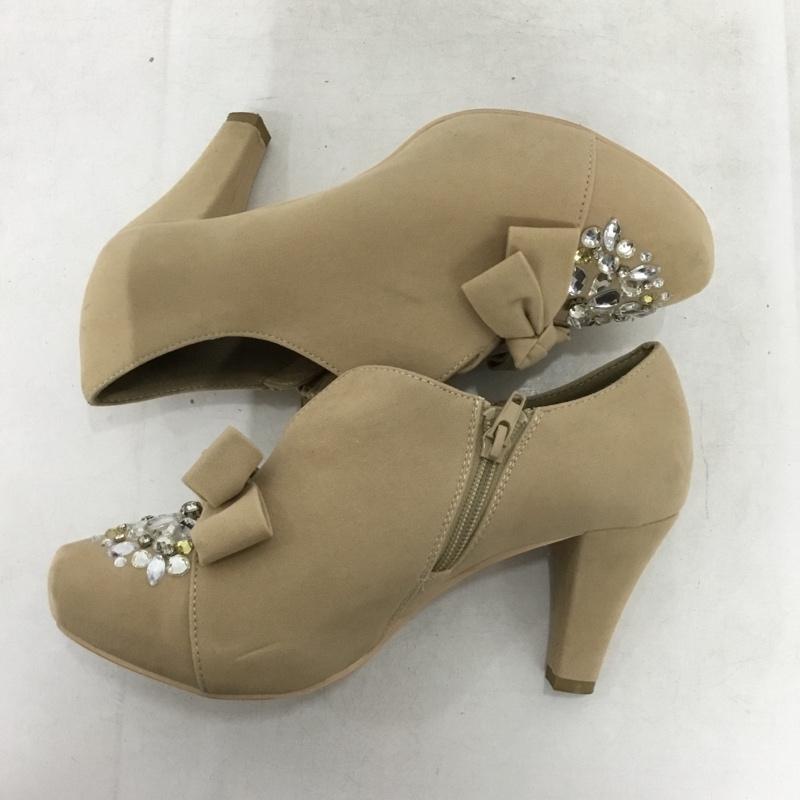 ランダ RANDA ブーツ ブーティ PB03748S アンクル丈 Ｌ ヒール リボン ビジュー L 無地 ベージュ / ベージュ / beige レディース USED 古着 中古 10162151