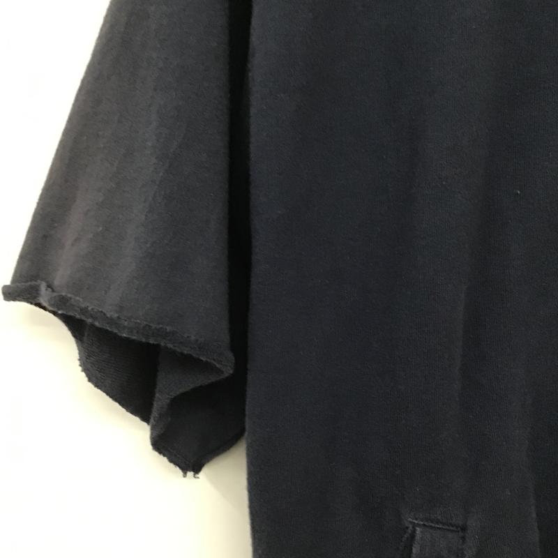 チャンピオン Campion パーカー 半袖 ジップアップ半袖パーカー スウェット L ロゴ、文字 紺 / ネイビー / navy メンズ USED 古着 中古 10162158