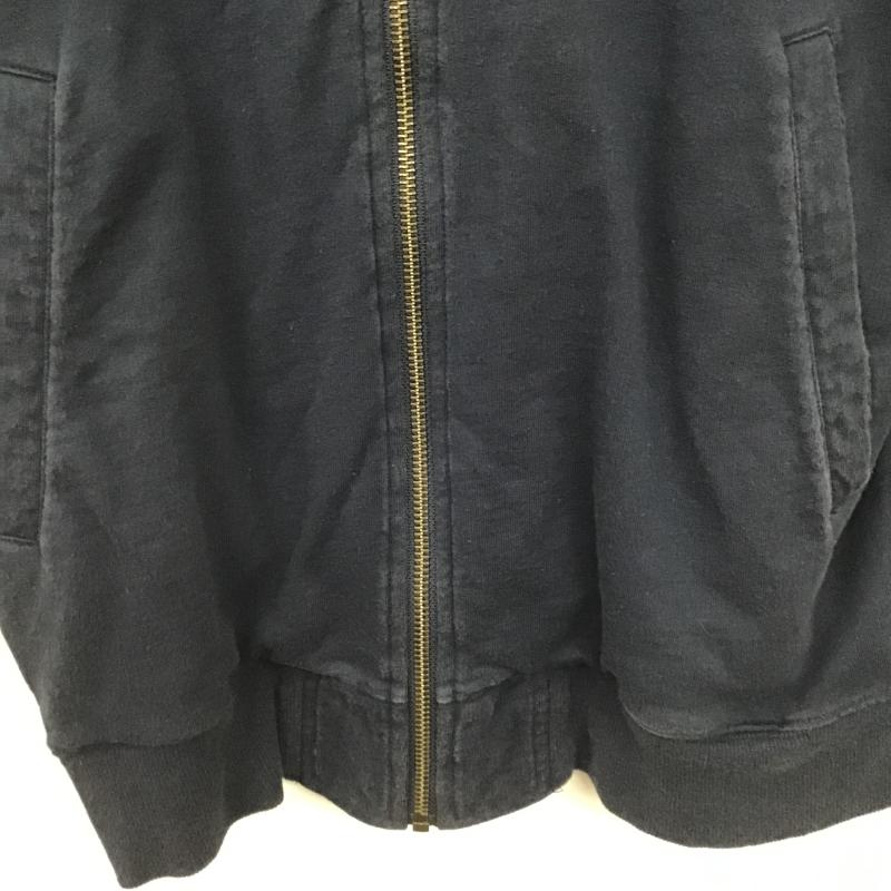 チャンピオン Campion パーカー 半袖 ジップアップ半袖パーカー スウェット L ロゴ、文字 紺 / ネイビー / navy メンズ USED 古着 中古 10162158