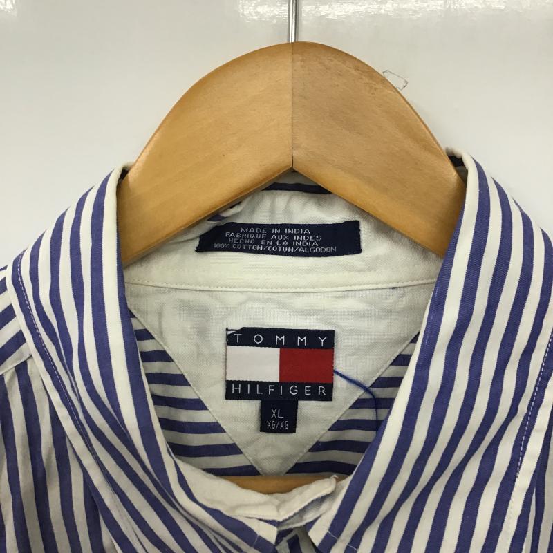 トミーヒルフィガー TOMMY HILFIGER シャツ、ブラウス 長袖 長袖シャツ ストライプシャツ カラーシャツ XL ストライプ 白 / ホワイト / white X 水色 / ライトブルー / メンズ USED 古着 中古 10162175