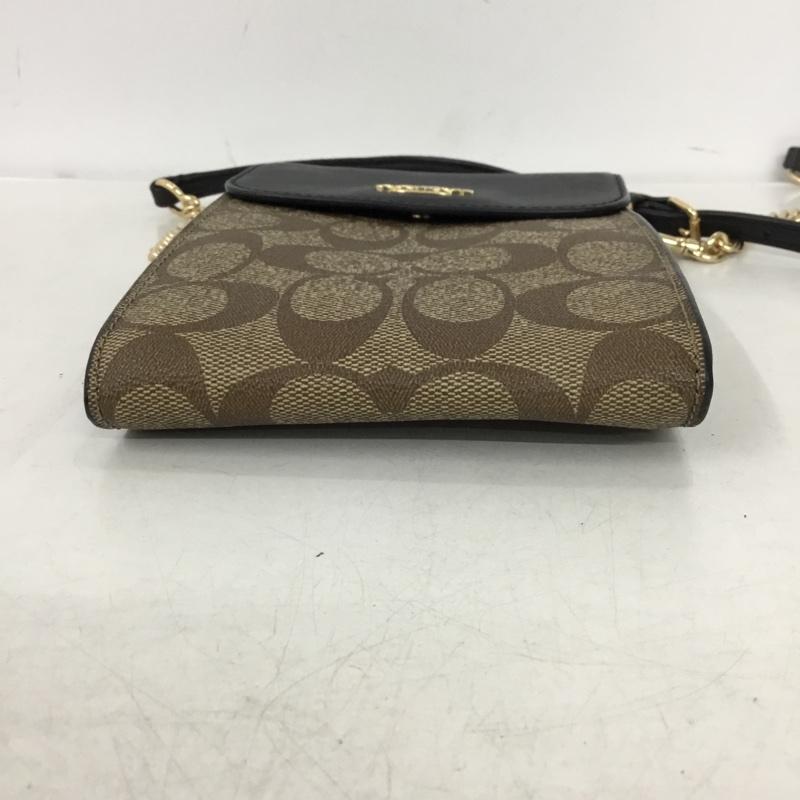 コーチ COACH ショルダーバッグ ショルダーバッグ ミニショルダーバッグ スマホバッグ スマホショルダー ロゴ、文字 黒 / ブラック / black X ベージュ / ベージュ / beige レディース USED 古着 中古 10162196