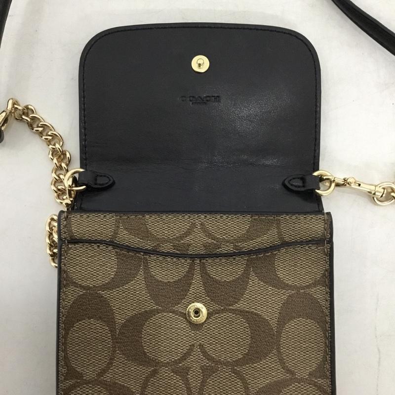 コーチ COACH ショルダーバッグ ショルダーバッグ ミニショルダーバッグ スマホバッグ スマホショルダー ロゴ、文字 黒 / ブラック / black X ベージュ / ベージュ / beige レディース USED 古着 中古 10162196