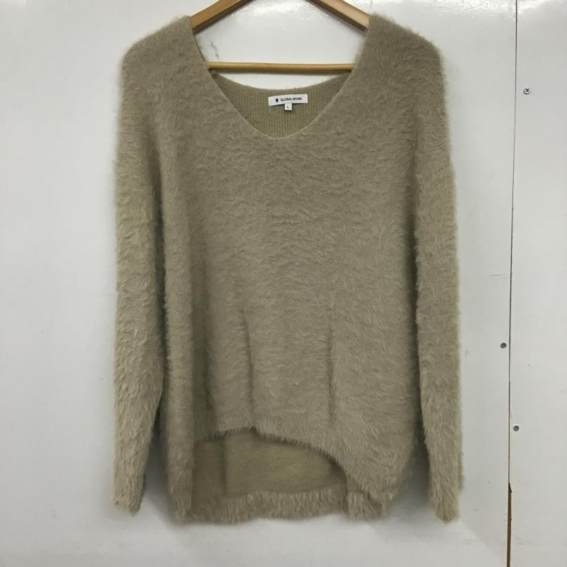 グローバルワーク GLOBAL WORK ニット、セーター 長袖 L 無地 ベージュ / ベージュ / beige レディース USED 古着 中古 10162236