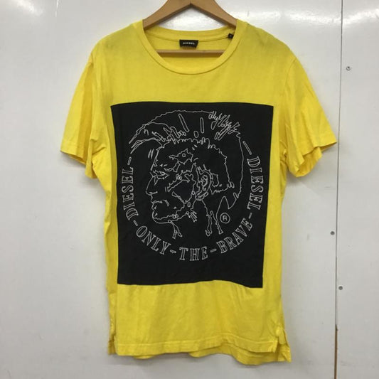 ディーゼル DIESEL Tシャツ 半袖 半袖カットソー プリントTシャツ クルーネックカットソー L プリント 黄 / イエロー / yellow メンズ USED 古着 中古 10162272