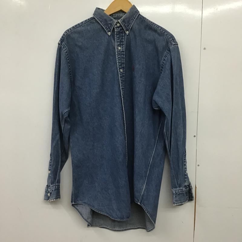 ラルフローレン RALPHLAUREN シャツ、ブラウス 長袖 長袖シャツ デニムシャツ M ロゴ、文字 インディゴ / インディゴ / Indigo メンズ USED 古着 中古 10162307