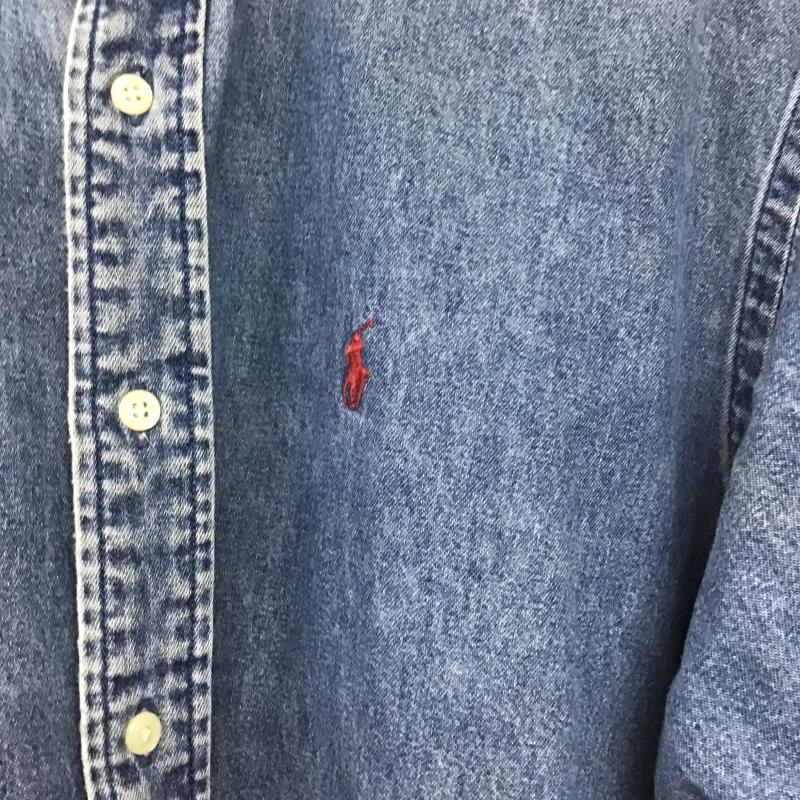 ラルフローレン RALPHLAUREN シャツ、ブラウス 長袖 長袖シャツ デニムシャツ M ロゴ、文字 インディゴ / インディゴ / Indigo メンズ USED 古着 中古 10162307