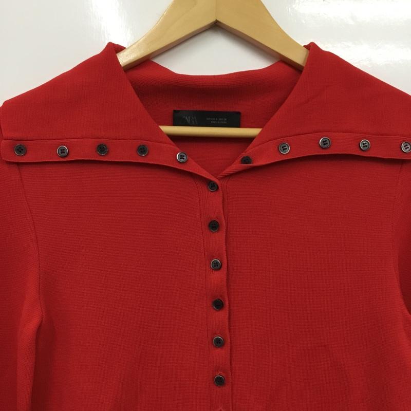 ザラ ZARA カーディガン 長袖 S 無地 赤 / レッド / red レディース USED 古着 中古 10162443