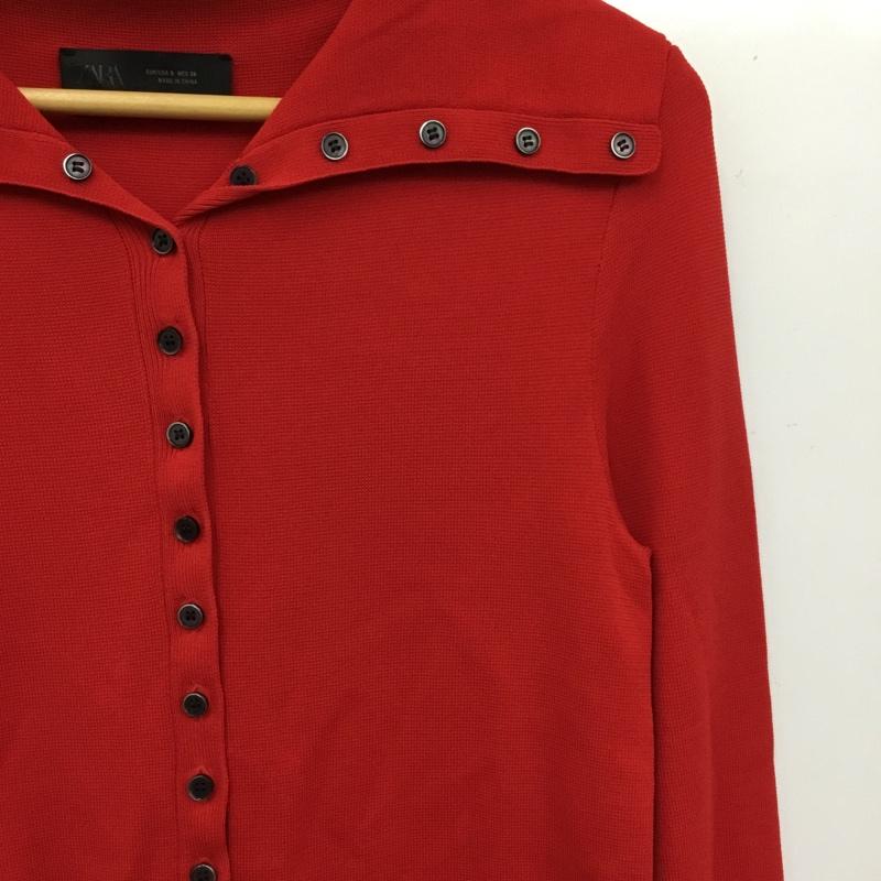 ザラ ZARA カーディガン 長袖 S 無地 赤 / レッド / red レディース USED 古着 中古 10162443