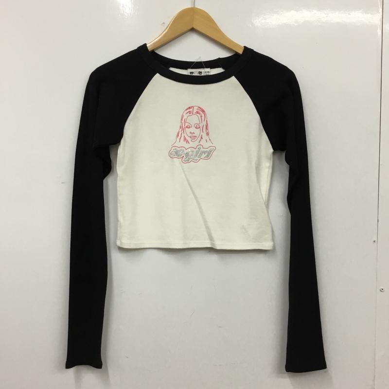 エックスガール X-girl カットソー 長袖 タグ付 ONE SIZE プリント 白 / ホワイト / white X 黒 / ブラック / black レディース USED 古着 中古 10162462