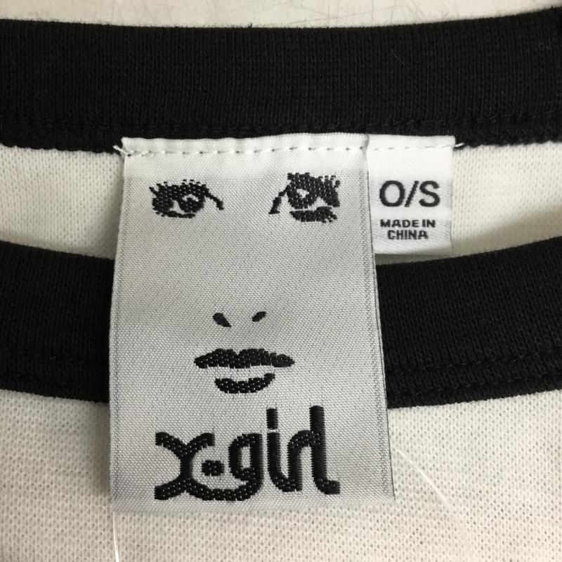 エックスガール X-girl カットソー 長袖 タグ付 ONE SIZE プリント 白 / ホワイト / white X 黒 / ブラック / black レディース USED 古着 中古 10162462