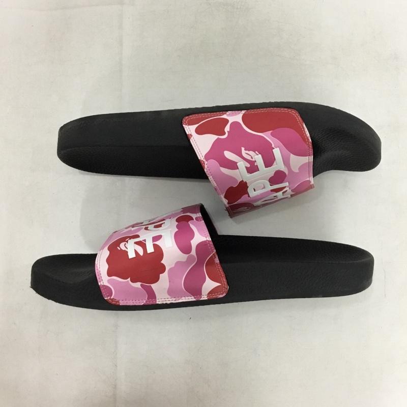 アベイシングエイプ A BATHING APE サンダル サンダル ABC CAMO SLIDE SANDALS シャワーサンダル 27cm 27.0cm ロゴ、文字 桃 / ピンク / pink X 黒 / ブラック / black メンズ USED 古着 中古 10162490