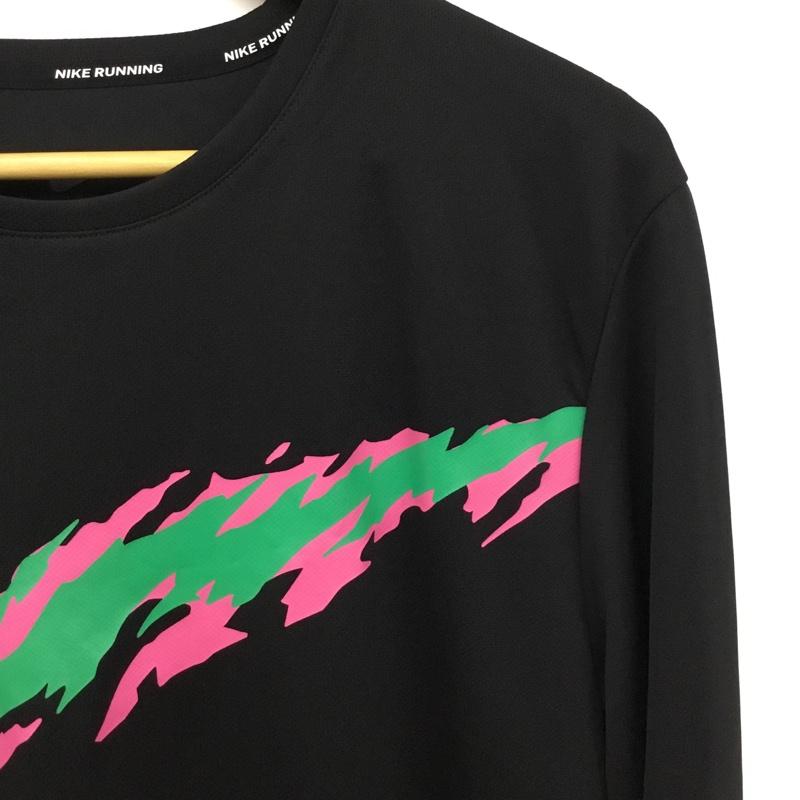 ナイキ NIKE Tシャツ 長袖 長袖カットソー プリントカットソー クルーネック L ロゴ、文字 黒 / ブラック / black メンズ USED 古着 中古 10162503
