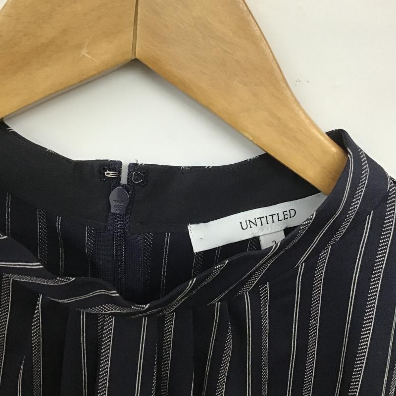 アンタイトル UNTITLED カットソー 半袖 2 ストライプ 紺 / ネイビー / navy レディース USED 古着 中古 10162521