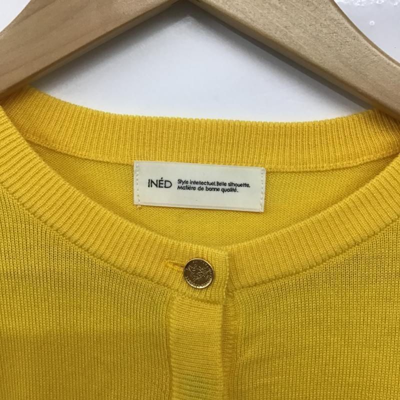 イネド INED カーディガン 長袖 9 無地 黄 / イエロー / yellow レディース USED 古着 中古 10162530