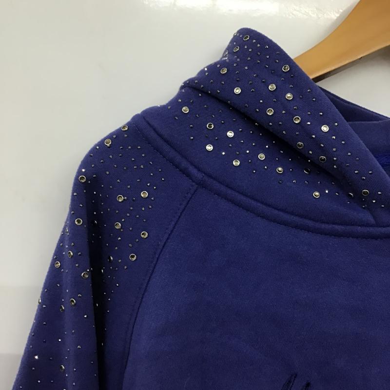 ホッター・ザン・ヘル Hotter than Hell パーカー 長袖 HT1663 rhinestone scattered zip hoodie ラインストーン付きジップパーカー FREE 無地 青 / ブルー / blue レディース USED 古着 中古 10162600