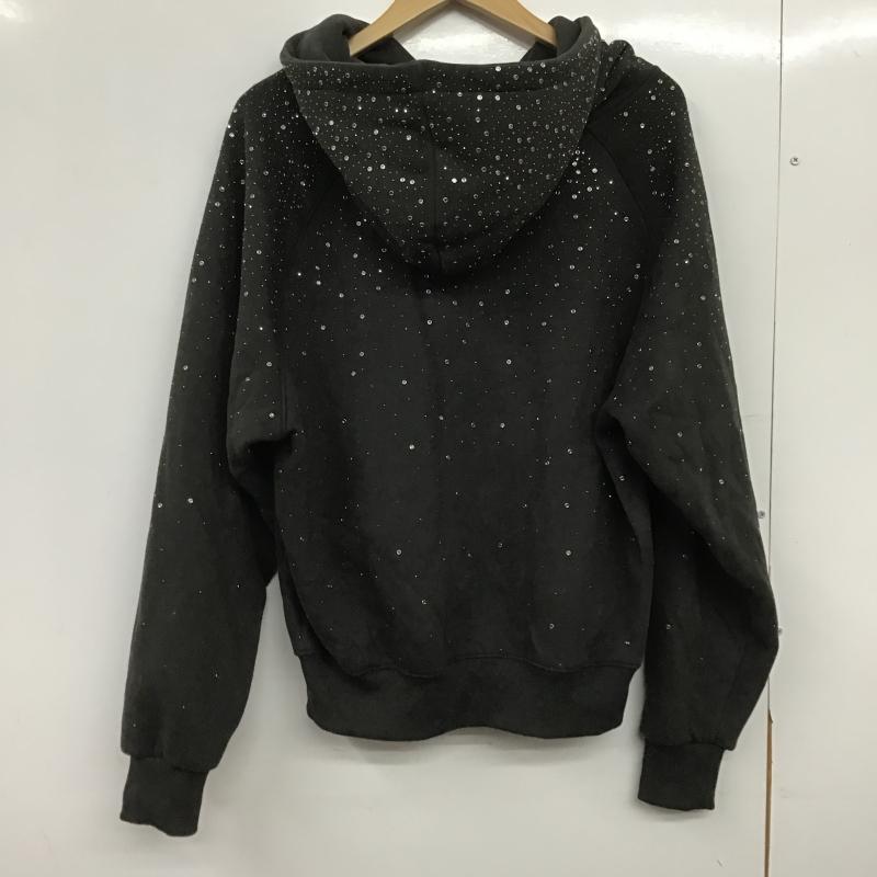 ホッター・ザン・ヘル Hotter than Hell パーカー 長袖 HT1663 rhinestone scattered zip hoodie ラインストーン付きジップパーカー FREE 無地 チャコールグレー / チャコールグレー / レディース USED 古着 中古 10162602