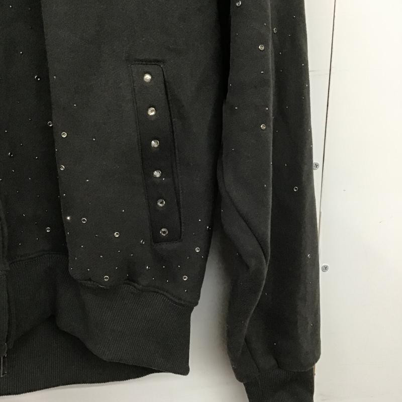 ホッター・ザン・ヘル Hotter than Hell パーカー 長袖 HT1663 rhinestone scattered zip hoodie ラインストーン付きジップパーカー FREE 無地 チャコールグレー / チャコールグレー / レディース USED 古着 中古 10162602