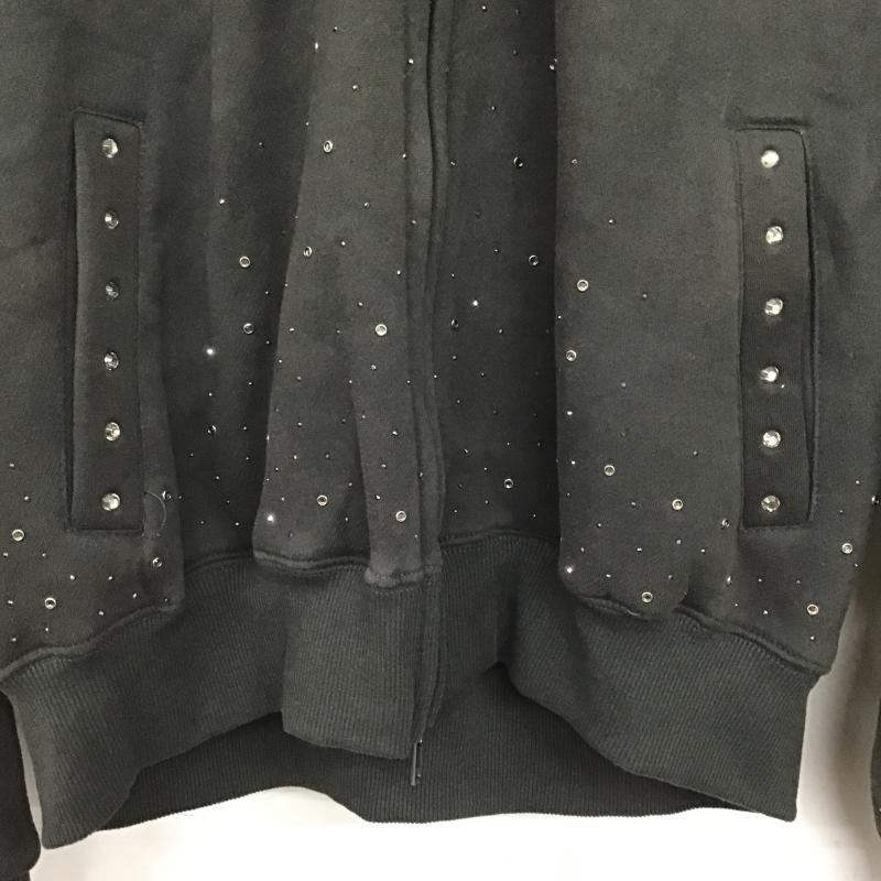 ホッター・ザン・ヘル Hotter than Hell パーカー 長袖 HT1663 rhinestone scattered zip hoodie ラインストーン付きジップパーカー FREE 無地 チャコールグレー / チャコールグレー / レディース USED 古着 中古 10162602