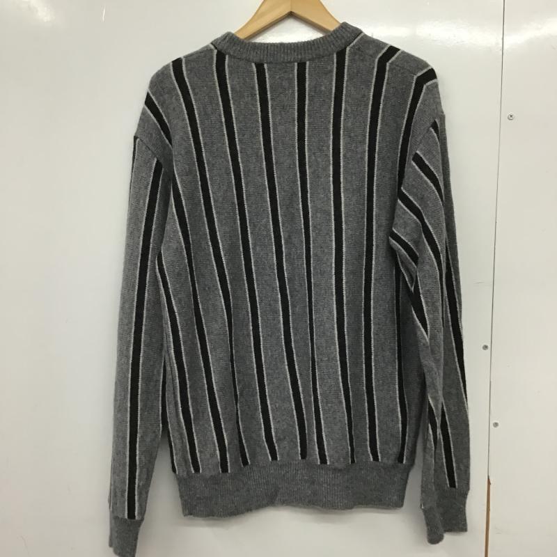 インヘリット INHERIT ニット、セーター 長袖 長袖ニットカットソー クルーネック セーター L ストライプ 灰 / グレー / gray メンズ USED 古着 中古 10162603