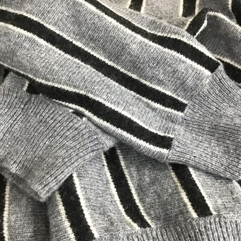 インヘリット INHERIT ニット、セーター 長袖 長袖ニットカットソー クルーネック セーター L ストライプ 灰 / グレー / gray メンズ USED 古着 中古 10162603