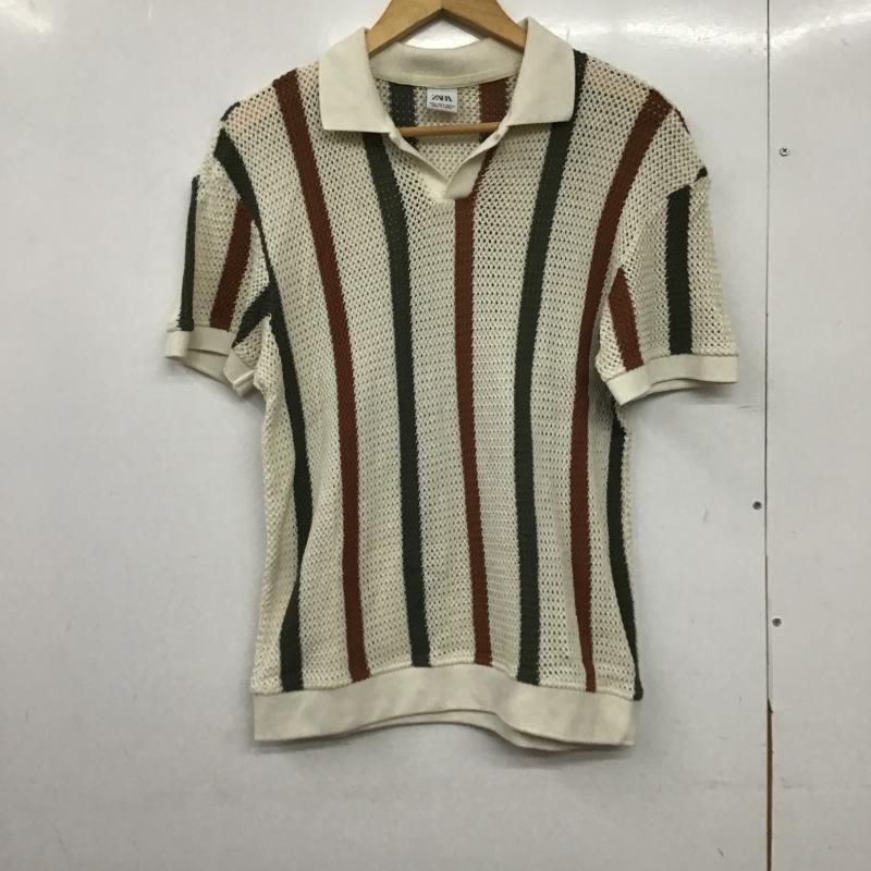 ザラ ZARA ポロシャツ 半袖 ポロシャツ 半袖カットソー S ボーダー柄 アイボリー / アイボリー / メンズ USED 古着 中古 10162645