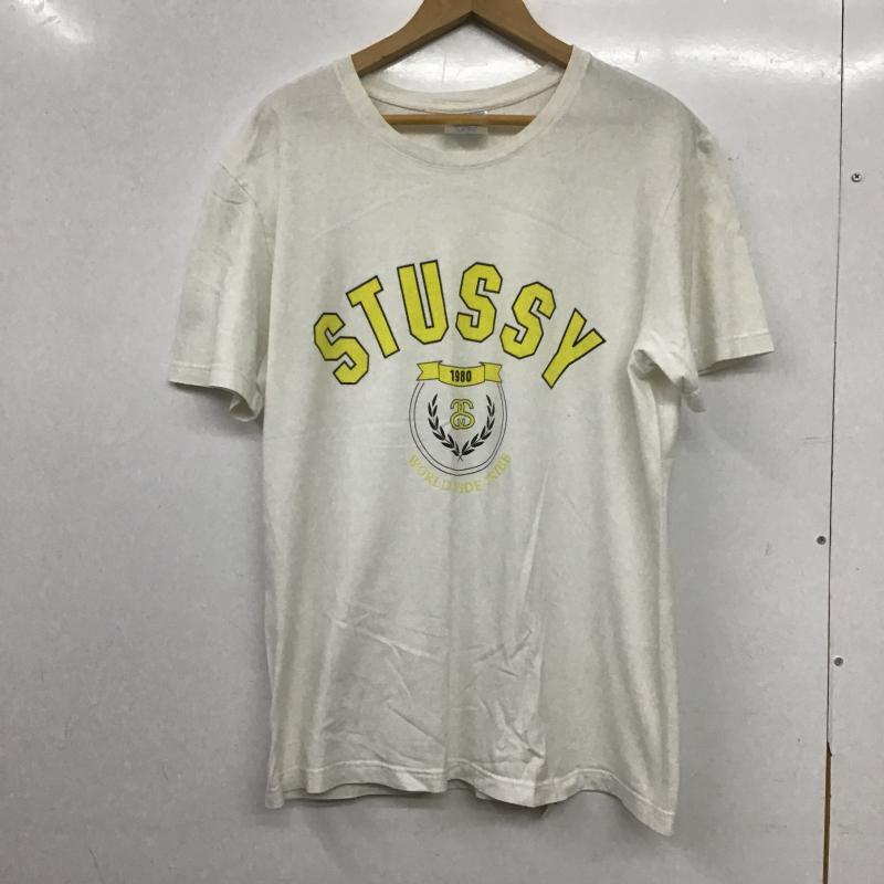 ステューシー STUSSY Tシャツ 半袖 半袖カットソー プリントTシャツ クルーネックカットソー M ロゴ、文字 白 / ホワイト / white メンズ USED 古着 中古 10162673