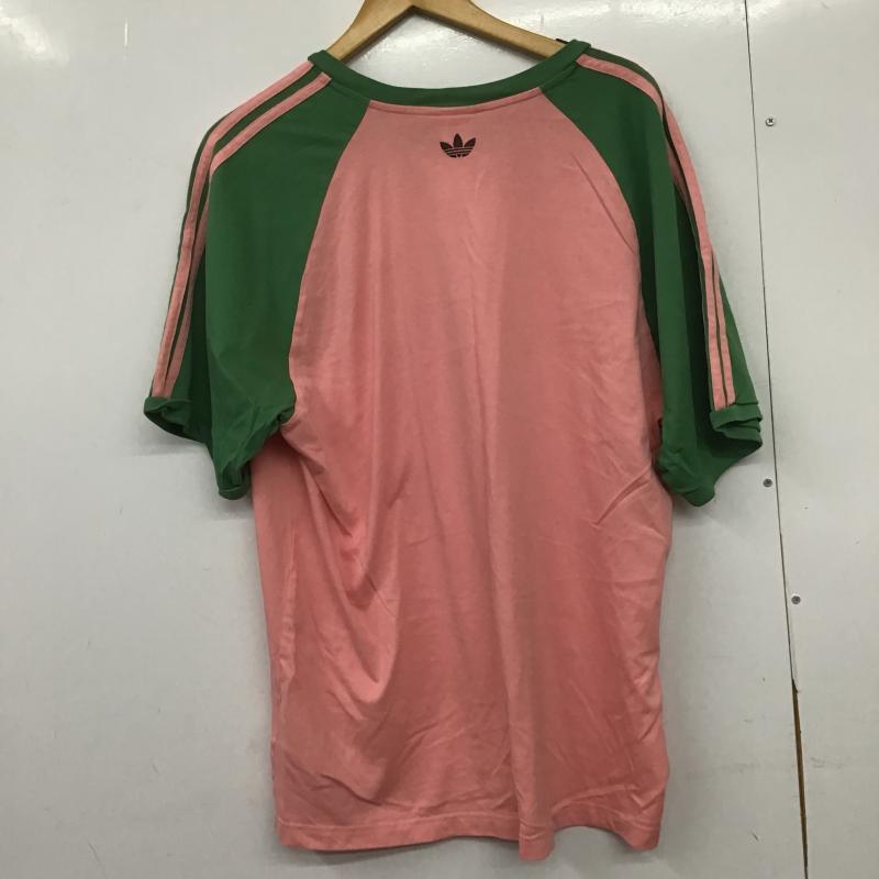 アディダス adidas Tシャツ 半袖 半袖カットソー プリントTシャツ クルーネックカットソー ロゴ、文字 桃 / ピンク / pink メンズ USED 古着 中古 10162700
