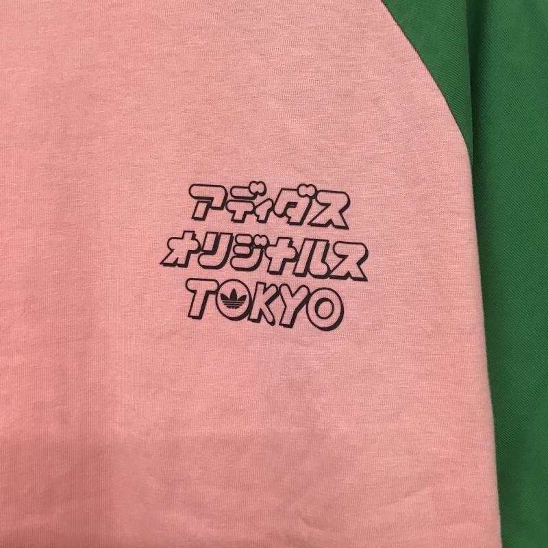 アディダス adidas Tシャツ 半袖 半袖カットソー プリントTシャツ クルーネックカットソー ロゴ、文字 桃 / ピンク / pink メンズ USED 古着 中古 10162700