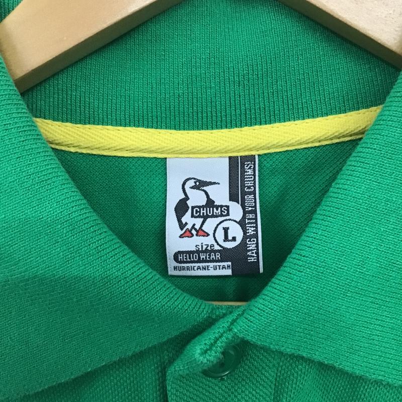チャムス CHUMS ポロシャツ 半袖 半袖ポロシャツ カラーシャツ 半袖カットソー L ロゴ、文字 緑 / グリーン / green メンズ USED 古着 中古 10162703