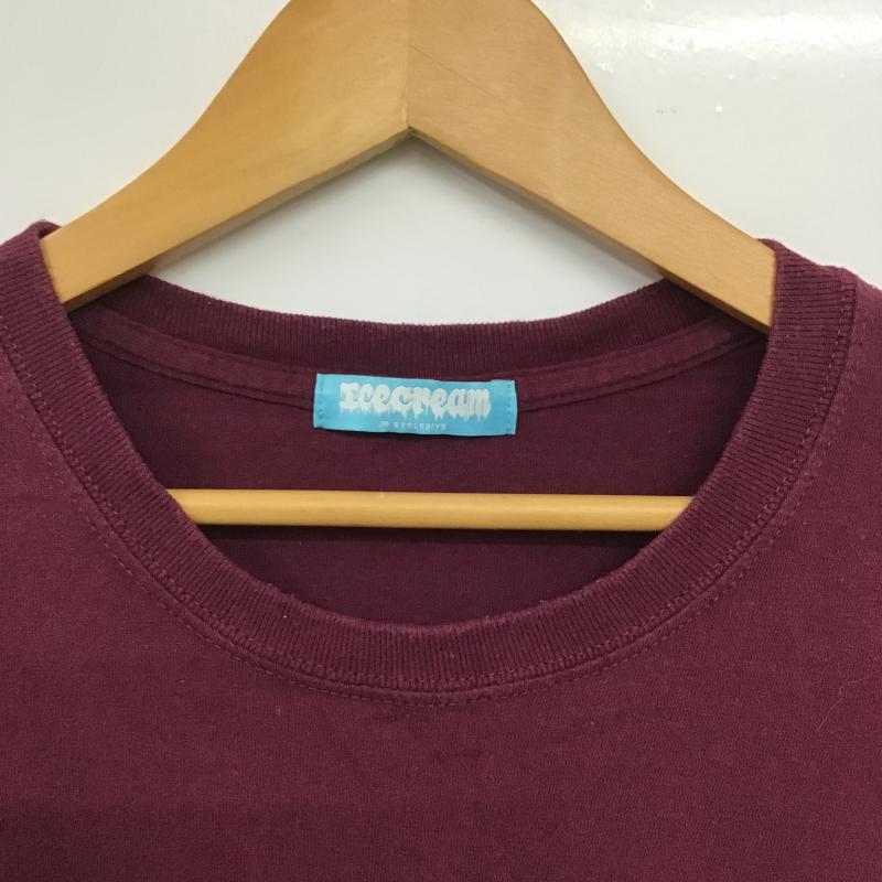 アイスクリーム ICECREAM Tシャツ 半袖 半袖カットソー プリントTシャツ クルーネックカットソー L ロゴ、文字 紫 / パープル / purple メンズ USED 古着 中古 10162708