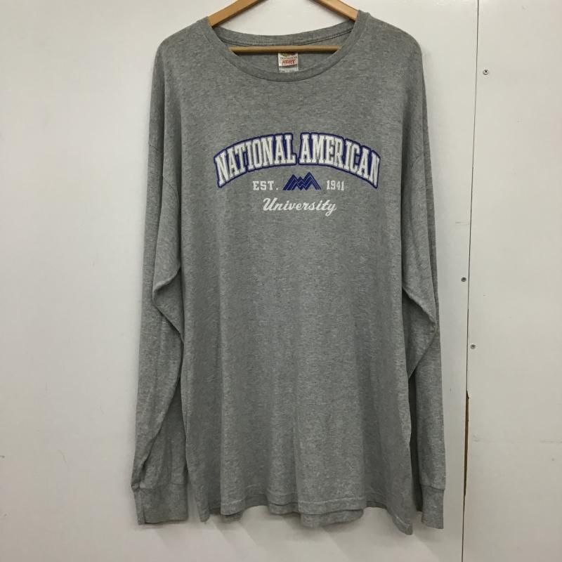 フルーツオブザルーム FRUIT OF THE LOOM カットソー 長袖 長袖カットソー プリントカットソー クルーネック XXL ロゴ、文字 灰 / グレー / gray メンズ USED 古着 中古 10162741