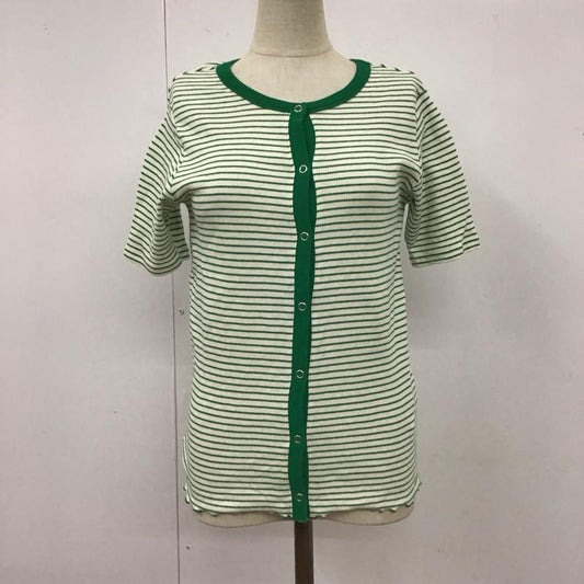 フリークスストア FREAK S STORE カーディガン 半袖 222-3292 リブ カットソー 2WAY 前後着 FREE ボーダー柄 白 / ホワイト / X 緑 / グリーン /  レディース USED 古着 中古 10117394