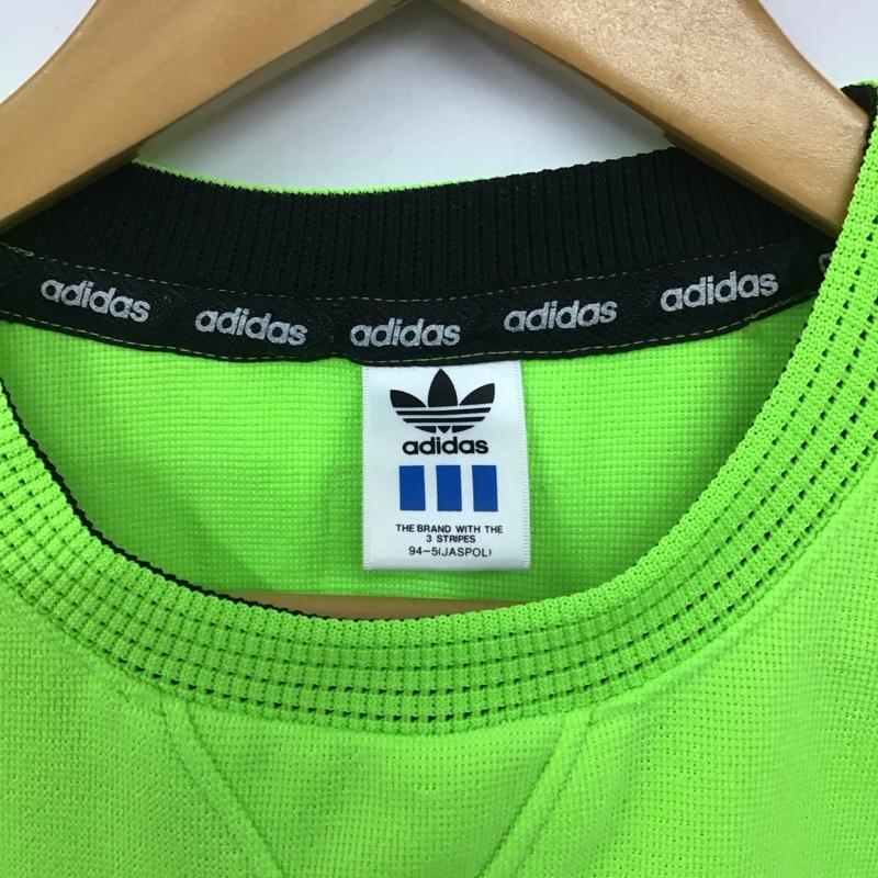 アディダス adidas カットソー 半袖 ADS-3582 L ロゴ、文字 黄緑 / イエローグリーン /  メンズ USED 古着 中古 10130372