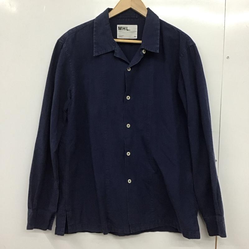 エムエイチエル MHL. シャツ、ブラウス 長袖 596-8150500 コットン M 無地 紺 / ネイビー /  メンズ USED 古着 中古 10145216